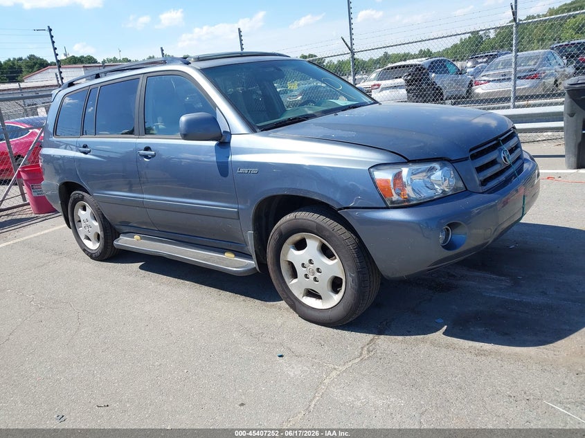 2006 Toyota Highlander VIN JTEDP21A760105056 IAAI salvage auction — FRONT END, Salvage (North Carolina), sold $550 on 2026-07-20 (photo 1)