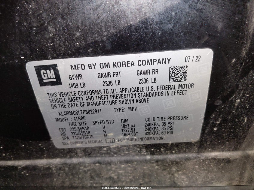 2023 Buick Encore gx VIN KL4MMCSL7PB022911 IAAI salvage auction — FRONT END, Salvage (Pennsylvania), sold $2,050 on 2026-07-30 (photo 9)