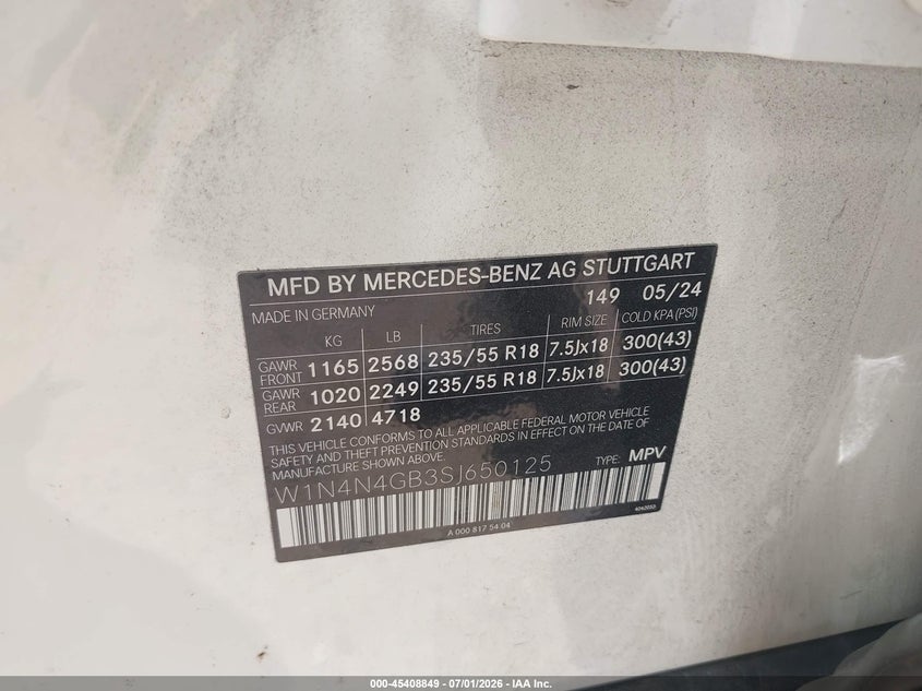 2025 Mercedes-benz Gla-klasse VIN W1N4N4GB3SJ650125 IAAI salvage auction — NORMAL WEAR, Clear (Texas), sold $15,000 on 2026-07-10 (photo 9)