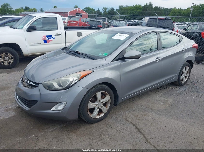 2012 Hyundai Elantra VIN KMHDH4AE8CU413059 IAAI salvage auction — FRONT & REAR, Clear (Virginia), sold $425 on 2026-07-28 (photo 2)