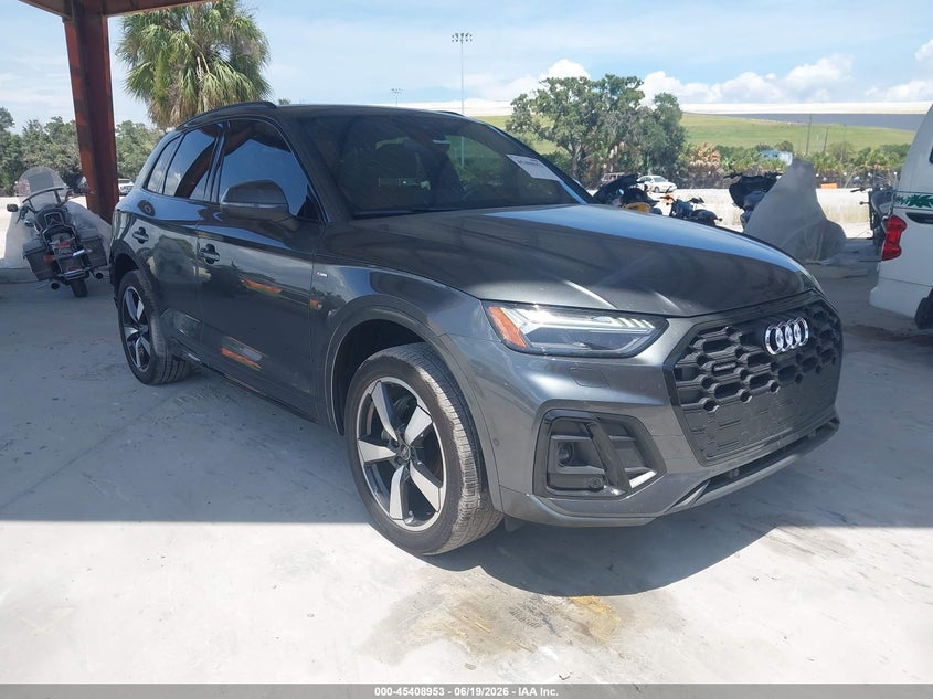 2023 Audi Q5 VIN WA1FAAFY4P2162569 IAAI salvage auction — REAR END, Rebuildable (Florida), sold $50 on 2026-08-01 (photo 1)
