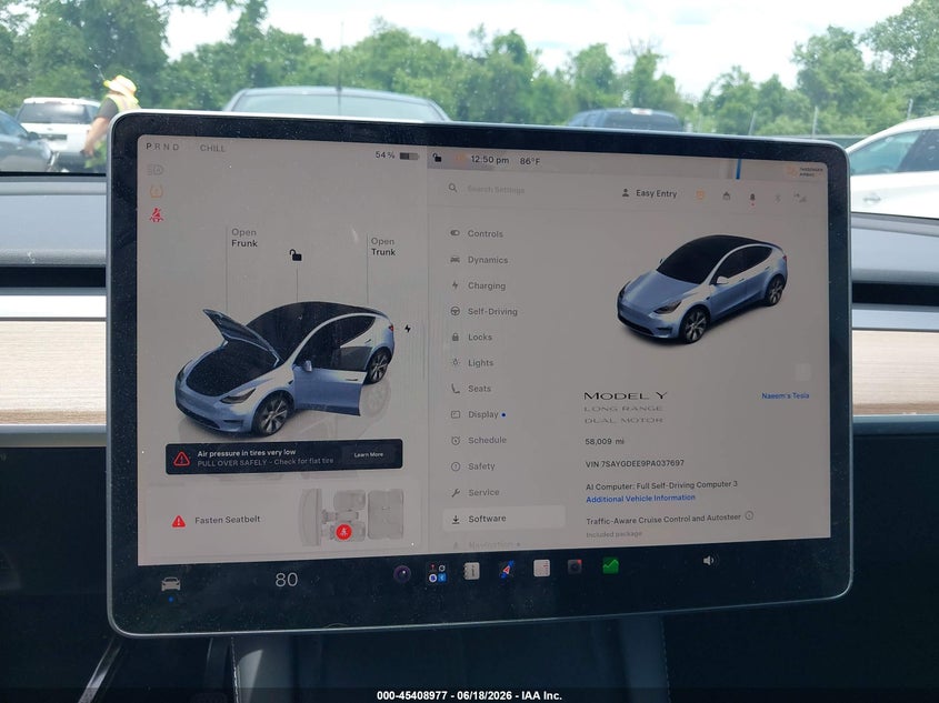 2023 Tesla Model y VIN 7SAYGDEE9PA037697 IAAI salvage auction — FRONT & REAR, Salvage - Greater Than 75% (Maryland), sold $10,600 on 2026-07-30 (photo 7)