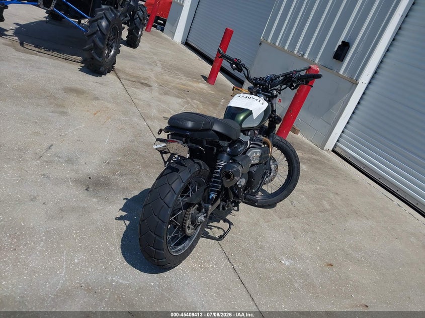 2023 Triumph motorcycle Scrambler VIN SMTD44G70PTBL0101 IAAI salvage auction — FRONT END, Rebuildable (Florida), sold $775 on 2026-07-28 (photo 4)