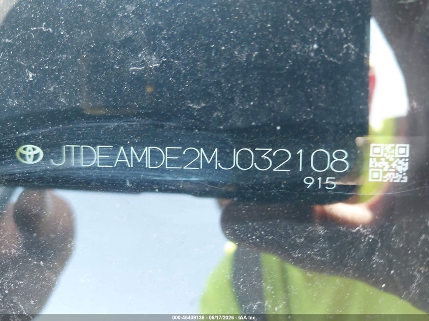 2021 Toyota Corolla VIN JTDEAMDE2MJ032108 IAAI salvage auction — FRONT END, Salvage (Idaho), sold $4,500 on 2026-07-15 (photo 9)