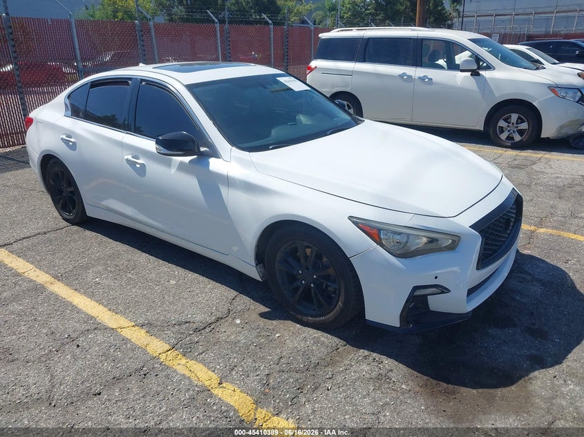 2015 Infiniti Q50 VIN JN1AV7AP5FM790734 IAAI salvage auction — LEFT FRONT, Salvage (California), sold $1,050 on 2026-07-28 (photo 1)
