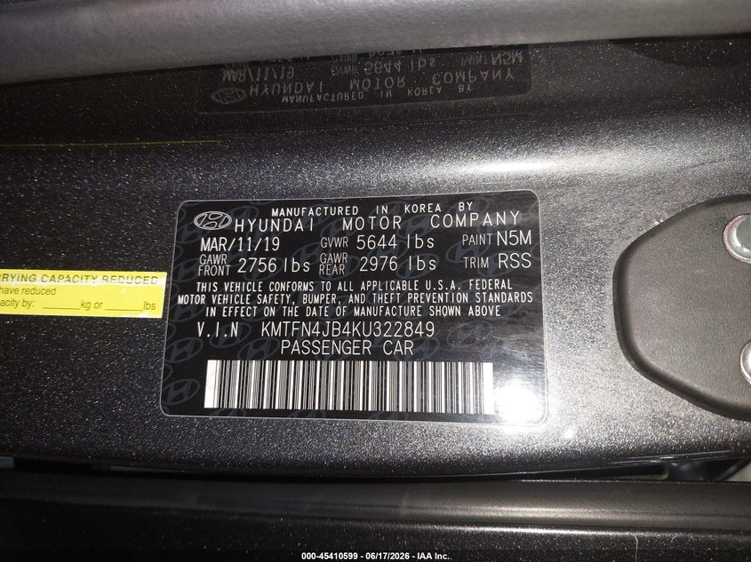 2019 Genesis G80 VIN KMTFN4JB4KU322849 IAAI salvage auction — FRONT END, Salvage (Pennsylvania), sold $6,450 on 2026-07-09 (photo 9)
