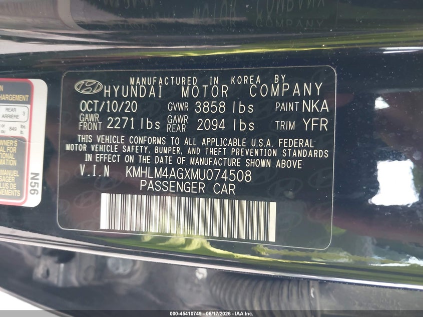 2021 Hyundai Elantra VIN KMHLM4AGXMU074508 IAAI salvage auction — FRONT END, Salvage (Iowa), sold $25 on 2026-07-28 (photo 9)