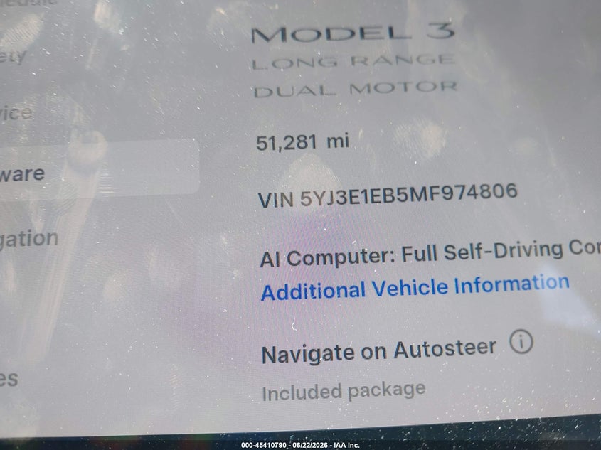 2021 Tesla Model 3 VIN 5YJ3E1EB5MF974806 IAAI salvage auction — ALL OVER, Salvage (Georgia), sold $6,800 on 2026-08-02 (photo 7)