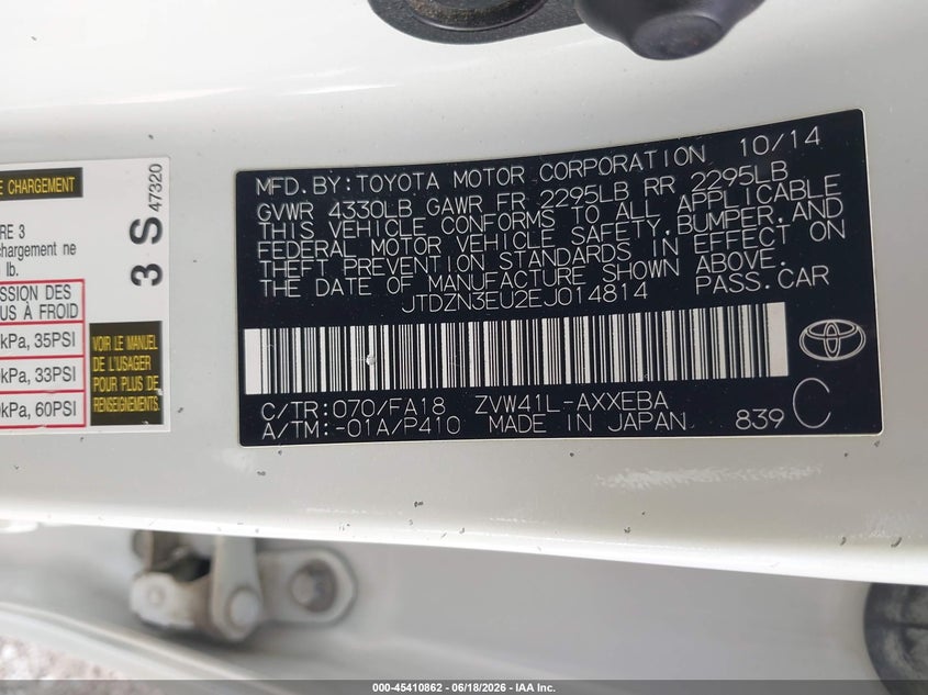 2014 Toyota Prius v VIN JTDZN3EU2EJ014814 IAAI salvage auction — FRONT END, Salvage (Indiana), sold $3,250 on 2026-07-15 (photo 9)