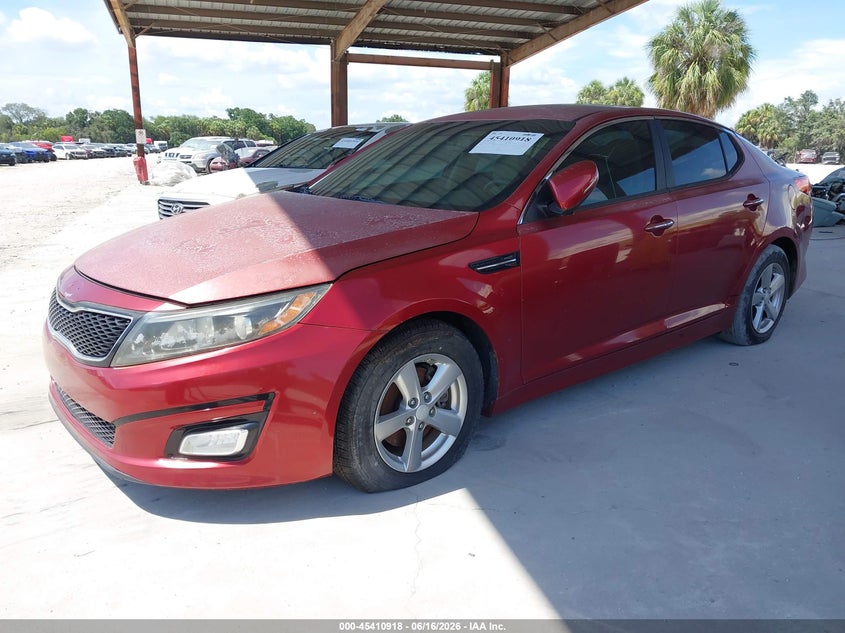 2015 Kia Optima VIN 5XXGM4A75FG464883 IAAI salvage auction — NORMAL WEAR, Clear (Florida), sold $850 on 2026-07-14 (photo 2)