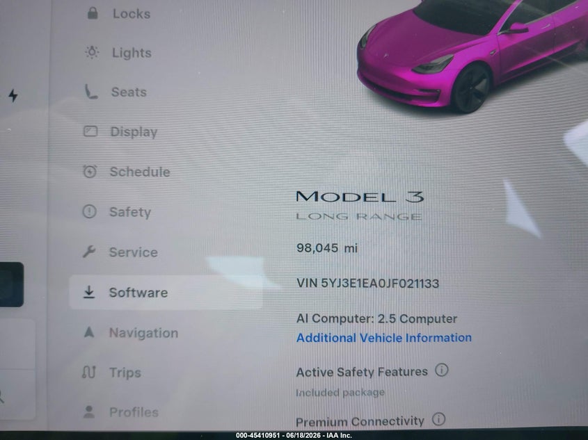 2018 Tesla Model 3 VIN 5YJ3E1EA0JF021133 IAAI salvage auction — FRONT END, Salvage (California), sold $3,550 on 2026-07-23 (photo 7)