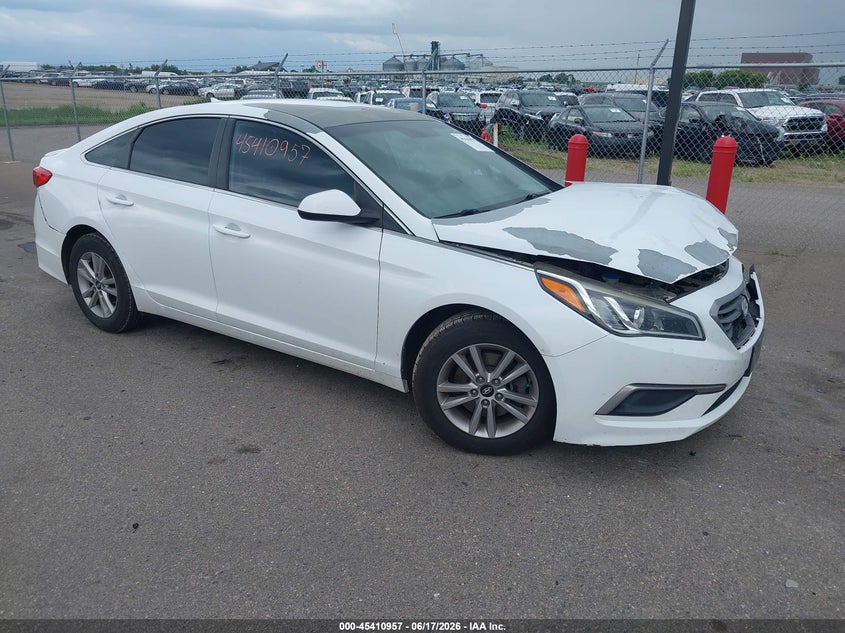 2016 Hyundai Sonata VIN 5NPE24AF3GH355350 IAAI salvage auction — FRONT END, Prior Salvage (Minnesota), sold $1,050 on 2026-08-03 (photo 1)