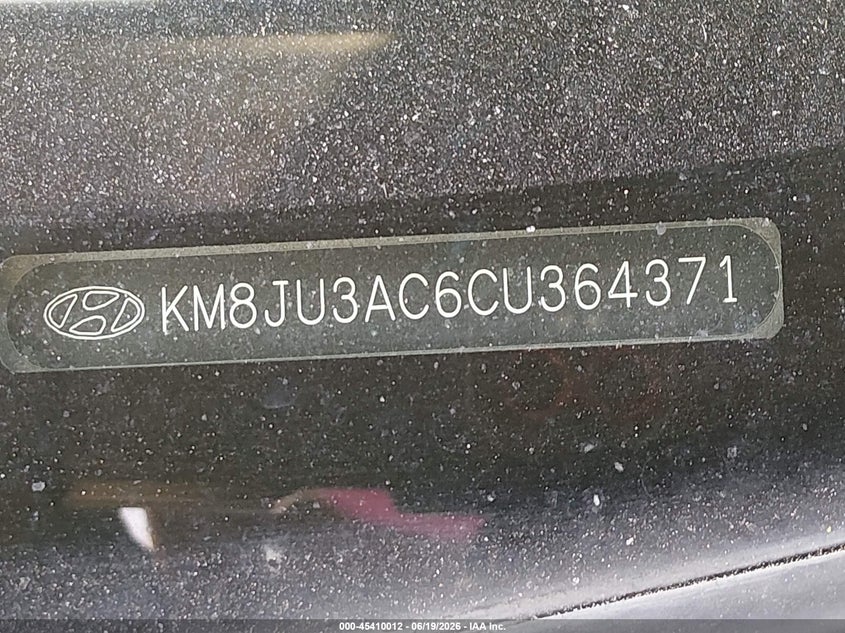2012 Hyundai Tucson VIN KM8JU3AC6CU364371 IAAI salvage auction — FRONT END, Salvage (California), sold $2,100 on 2026-07-06 (photo 9)
