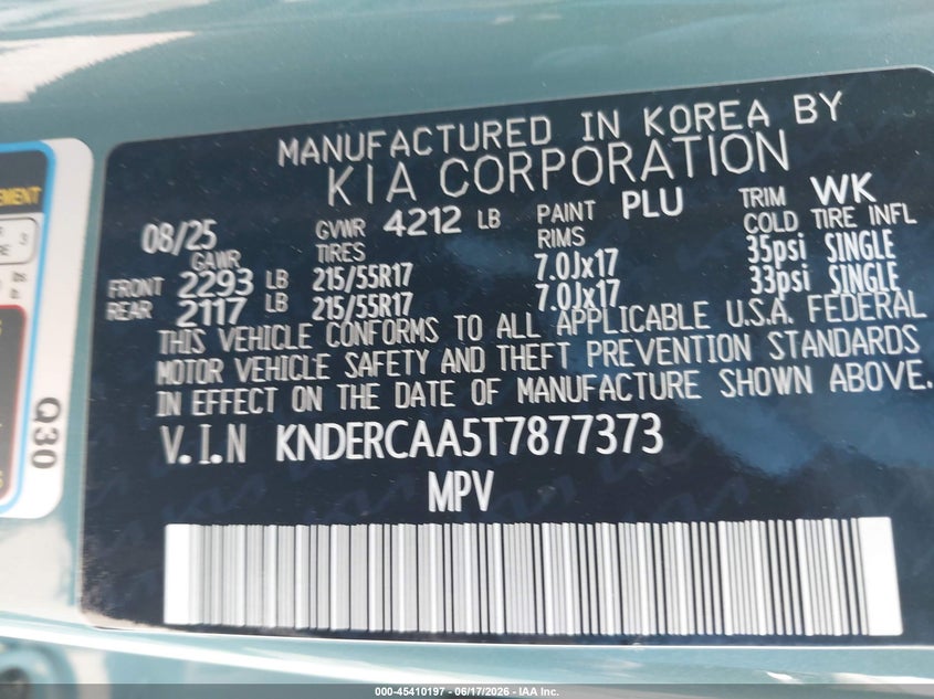 2026 Kia Seltos VIN KNDERCAA5T7877373 IAAI salvage auction — FRONT END, Salvage Title, sold $5,100 on 2026-07-24 (photo 9)