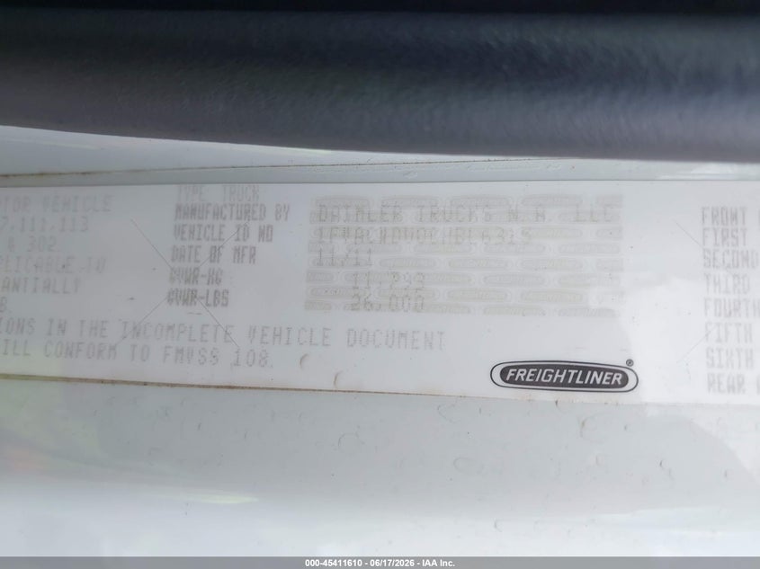 2012 Freightliner M2 106 VIN 1FVACWDU0CHBL6315 IAAI salvage auction — FRONT END, Original (Texas), sold $3,300 on 2026-07-22 (photo 8)