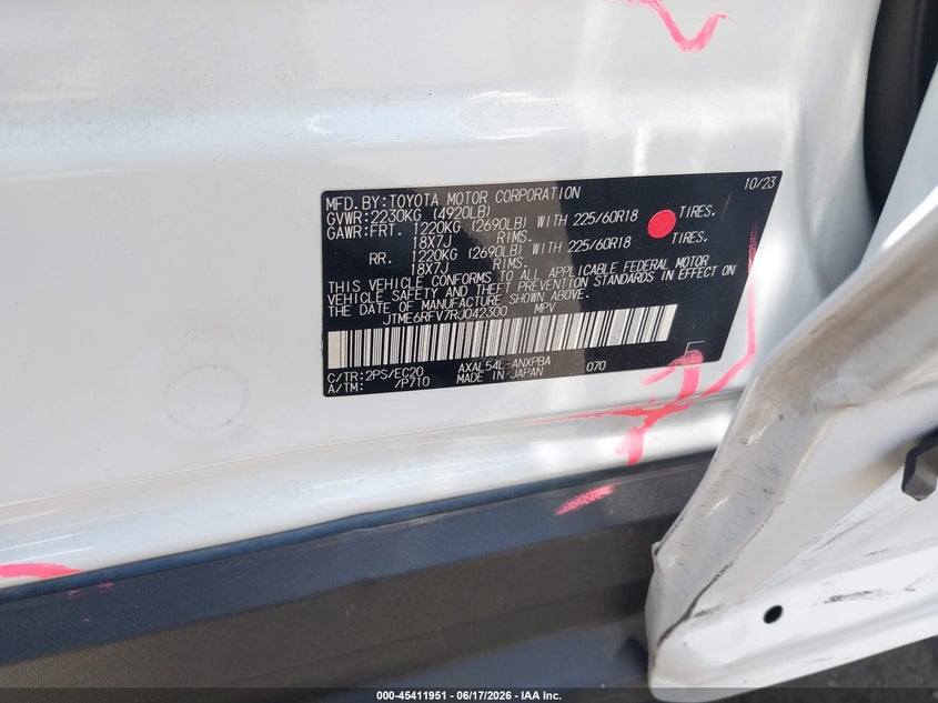 2024 Toyota Rav 4 VIN JTME6RFV7RJ042300 IAAI salvage auction — LEFT SIDE, Salvage Certificate (California), sold $16,400 on 2026-07-10 (photo 9)
