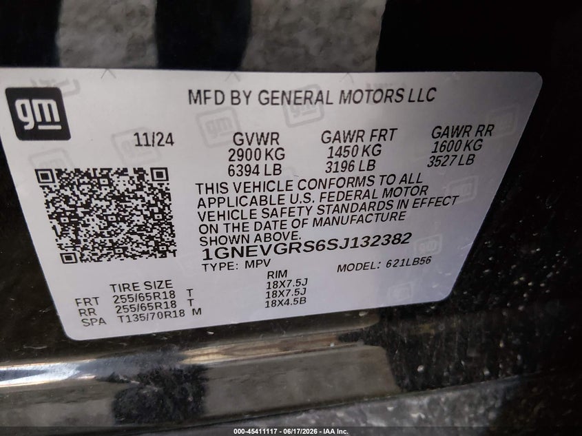 2025 Chevrolet Traverse VIN 1GNEVGRS6SJ132382 IAAI salvage auction — SIDE, Salvage (Nebraska), sold $13,600 on 2026-08-01 (photo 9)
