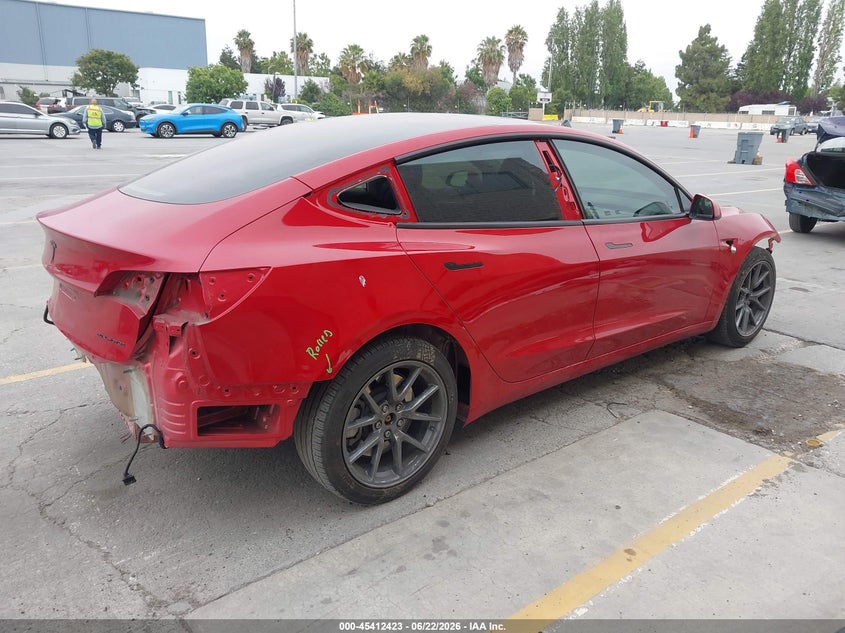 2022 Tesla Model 3 VIN 5YJ3E1EB9NF297390 IAAI salvage auction — FRONT & REAR, Salvage (California), sold $7,800 on 2026-07-13 (photo 4)