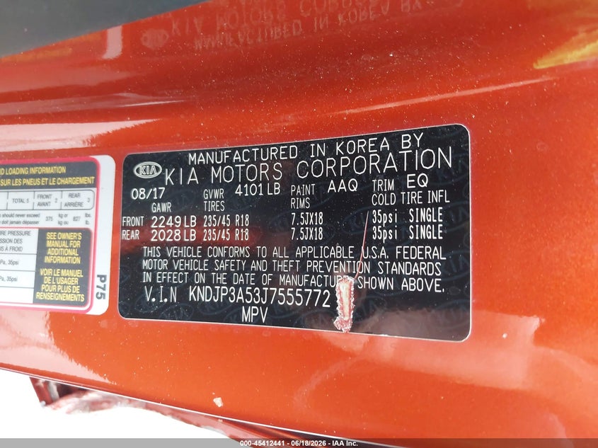 2018 Kia Soul VIN KNDJP3A53J7555772 IAAI salvage auction — LEFT SIDE, Salvage Certificate (California), sold $1,950 on 2026-07-08 (photo 9)