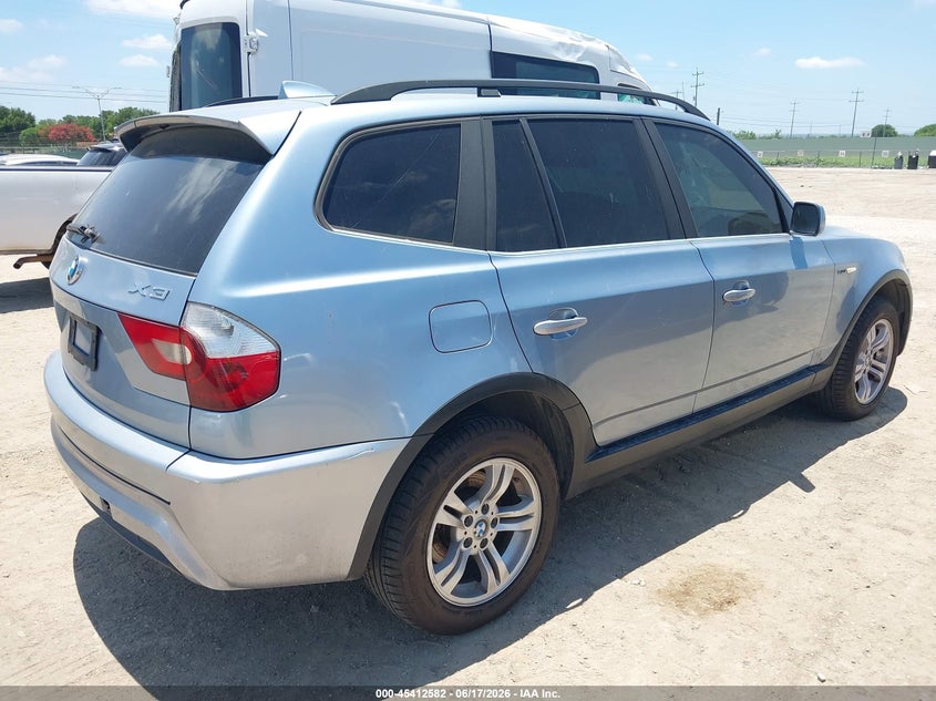 2006 BMW X3 VIN WBXPA93486WG86038 IAAI salvage auction — FRONT & REAR, Clear (Texas), sold $475 on 2026-07-06 (photo 4)