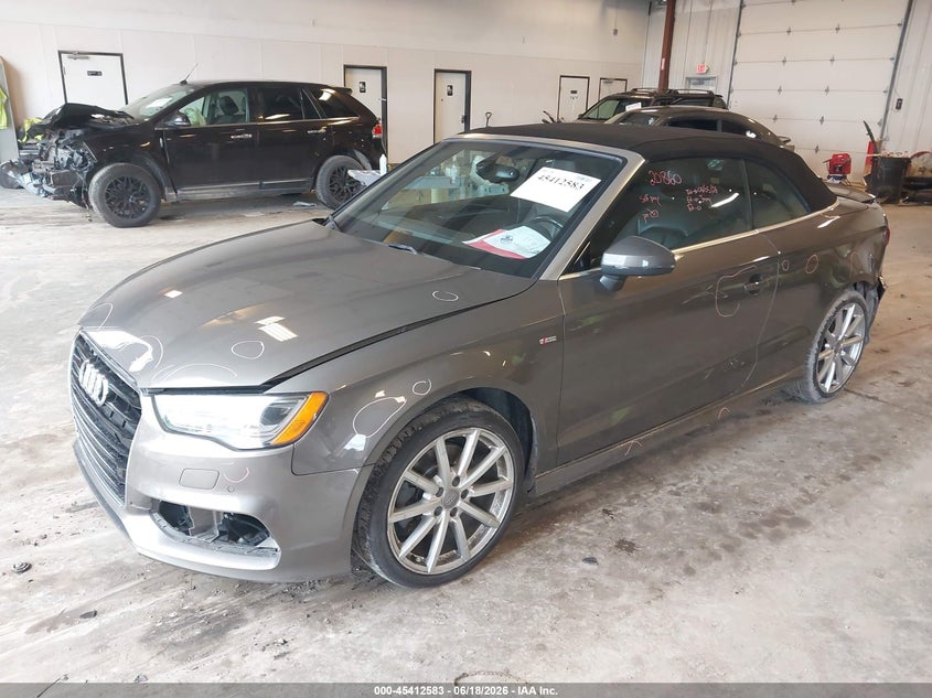 2015 Audi A3 VIN WAUWFLFFXF1113668 IAAI salvage auction — FRONT & REAR, Clear (Michigan), sold $3,200 on 2026-07-21 (photo 2)