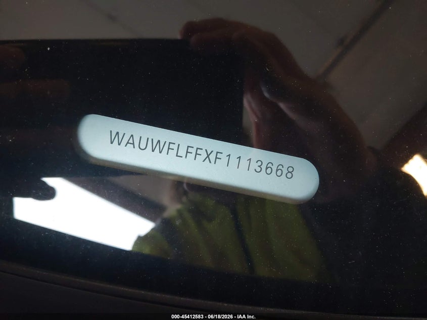 2015 Audi A3 VIN WAUWFLFFXF1113668 IAAI salvage auction — FRONT & REAR, Clear (Michigan), sold $3,200 on 2026-07-21 (photo 9)