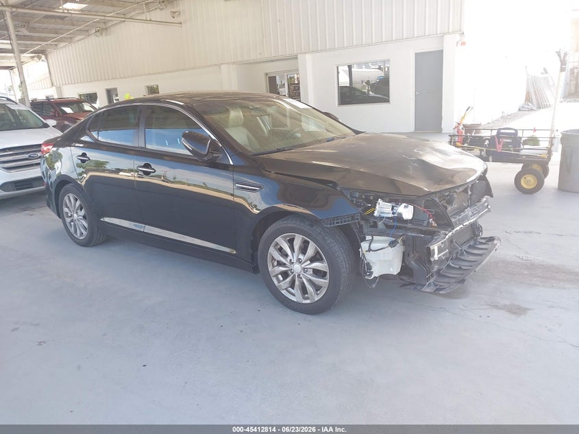 2015 Kia Optima VIN 5XXGN4A70FG410193 IAAI salvage auction — FRONT END, Rebuildable (Florida), sold $500 on 2026-07-15 (photo 1)