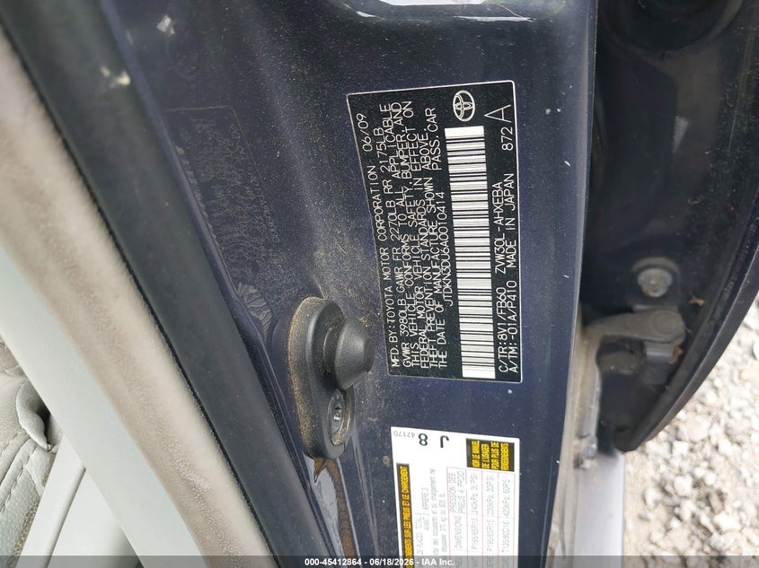 2010 Toyota Prius VIN JTDKN3DU6A0010414 IAAI salvage auction — FRONT END, Salvage (South Carolina), sold $50 on 2026-07-28 (photo 9)