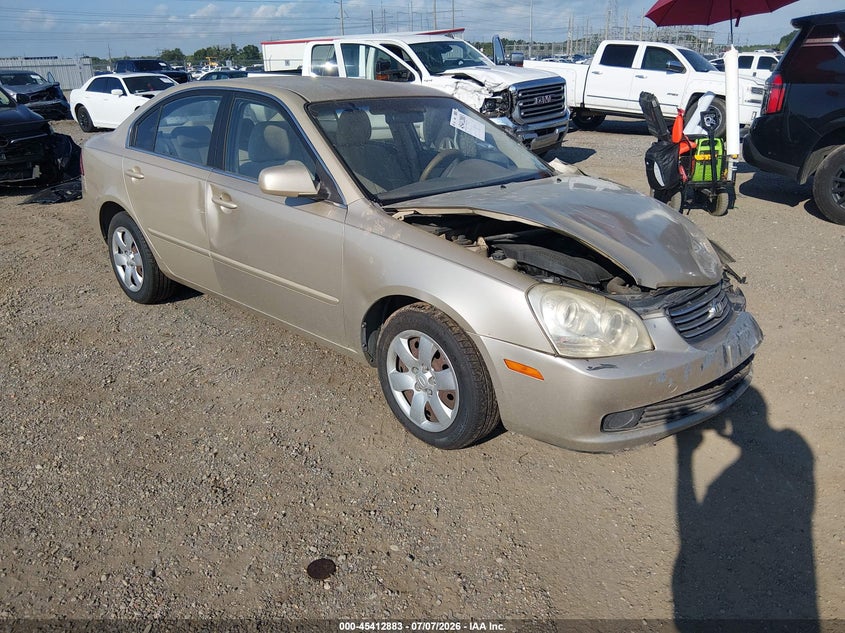 2008 Kia Optima VIN KNAGE123285265530 IAAI salvage auction — LEFT FRONT, Salvage (Louisiana), sold $25 on 2026-07-29 (photo 1)