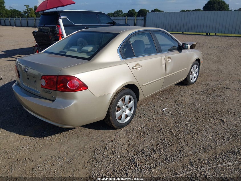 2008 Kia Optima VIN KNAGE123285265530 IAAI salvage auction — LEFT FRONT, Salvage (Louisiana), sold $25 on 2026-07-29 (photo 4)