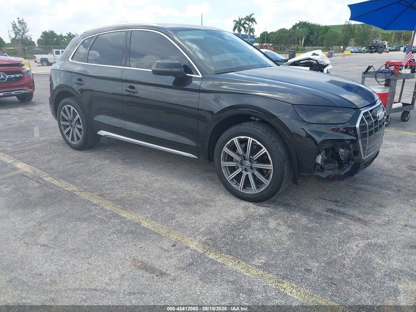 2023 Audi Q5 VIN WA1ABAFY8P2001147 IAAI salvage auction — FRONT END, Rebuildable (Florida), sold $10,100 on 2026-07-30 (photo 1)