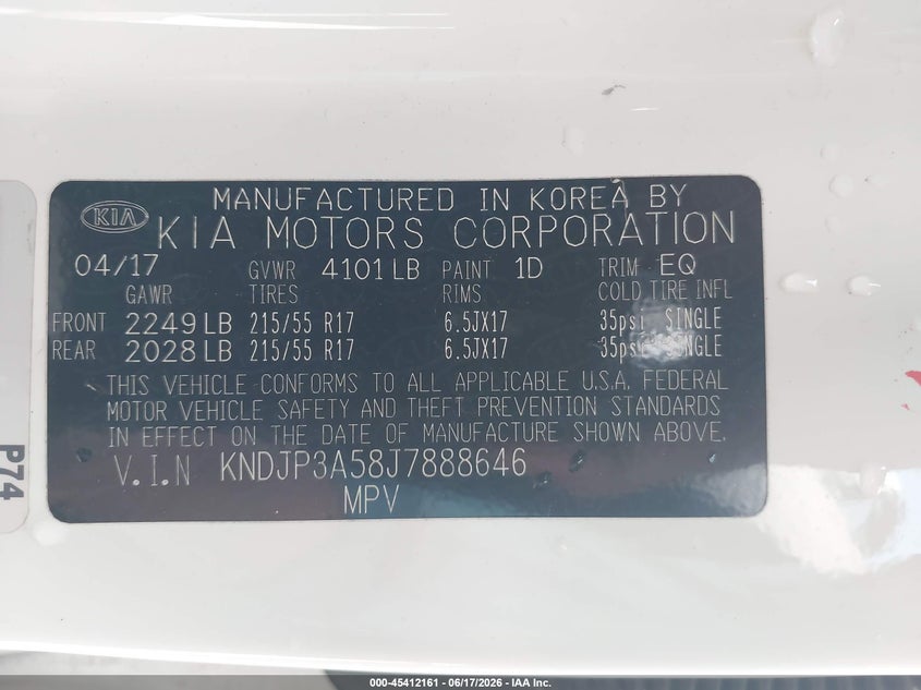 2018 Kia Soul VIN KNDJP3A58J7888646 IAAI salvage auction — LEFT FRONT, Clear (Arkansas), sold $25 on 2026-07-29 (photo 9)
