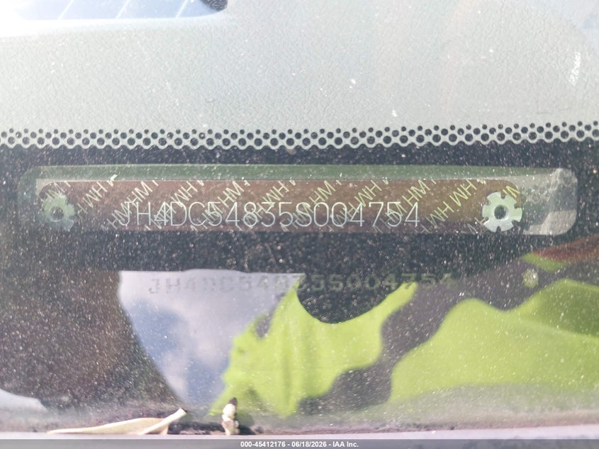 2005 Acura Rsx VIN JH4DC54835S004754 IAAI salvage auction — LEFT SIDE, Salvage (Texas), sold $475 on 2026-07-09 (photo 9)
