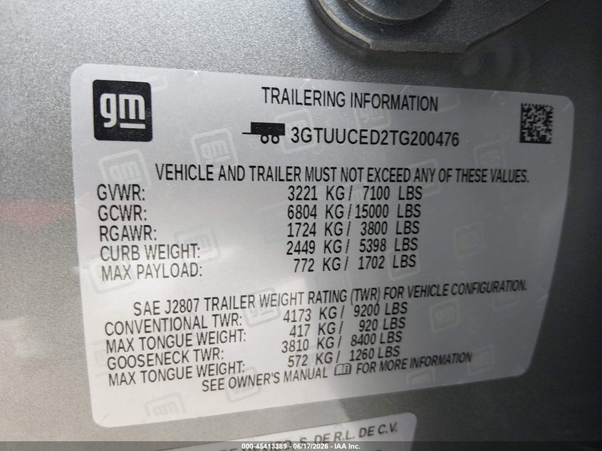 2026 Gmc VIN 3GTUUCED2TG200476 IAAI salvage auction — LEFT FRONT, Salvage Title, sold $17,500 on 2026-07-24 (photo 9)