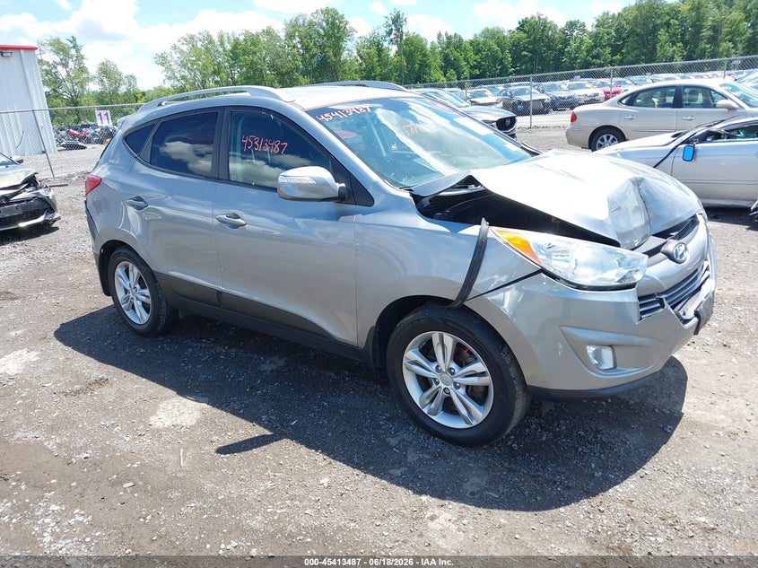 2013 Hyundai Tucson VIN KM8JUCAC0DU729287 IAAI salvage auction — FRONT & REAR, Salvage Title, sold $1,100 on 2026-07-09 (photo 1)
