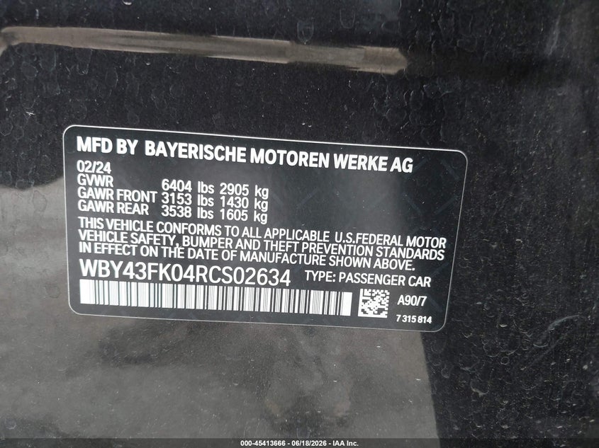 2024 BMW I5 VIN WBY43FK04RCS02634 IAAI salvage auction — FRONT END, Salvage Title, sold $23,800 on 2026-08-27 (photo 9)