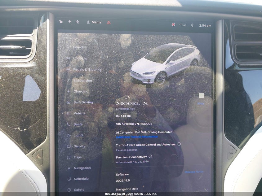 2020 Tesla Model x VIN 5YJXCBE27LF239093 IAAI salvage auction — RIGHT SIDE, Salvage Title, sold $9,100 on 2026-08-19 (photo 7)