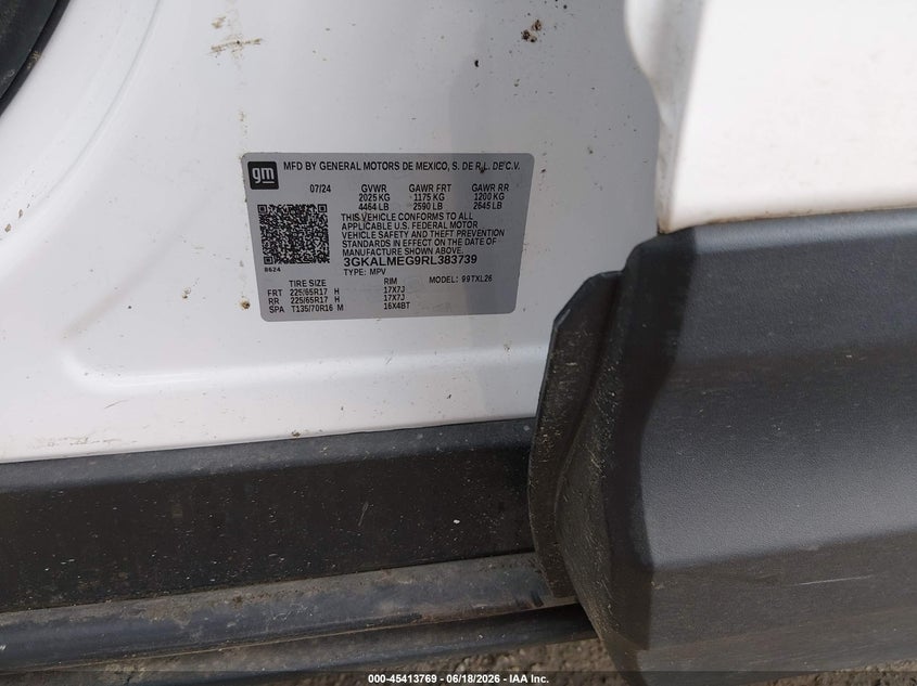 2024 Gmc Terrain VIN 3GKALMEG9RL383739 IAAI salvage auction — RIGHT SIDE, Salvage (Texas), sold $3,900 on 2026-07-22 (photo 9)