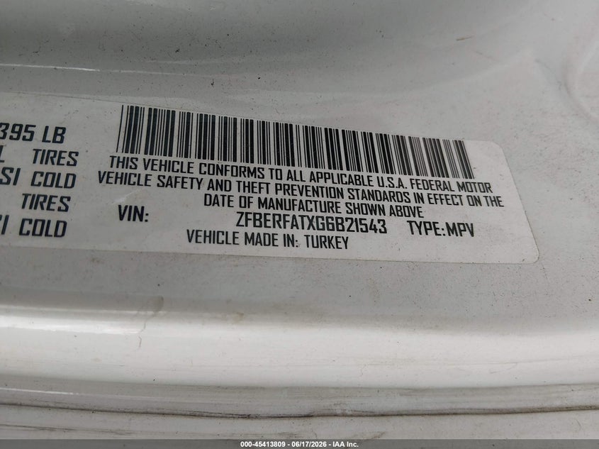 2016 Ram Promaster city VIN ZFBERFATXG6B21543 IAAI salvage auction — FRONT END, Salvage (South Carolina), sold $175 on 2026-07-29 (photo 9)
