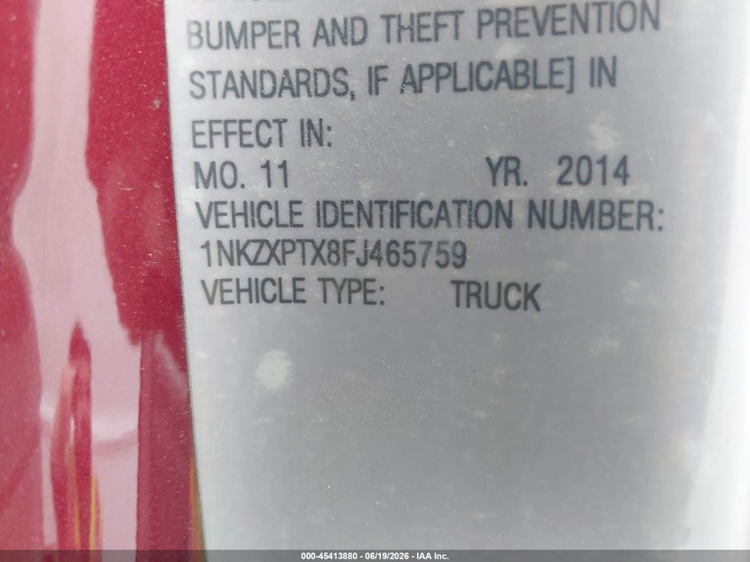 2015 Kenworth Construction VIN 1NKZXPTX8FJ465759 IAAI salvage auction — ROLLOVER, Wait Title, sold $7,350 on 2026-09-02 (photo 9)