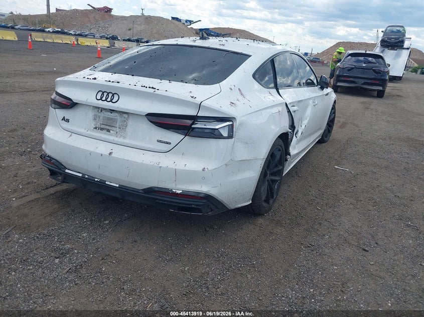 2023 Audi A5 sportback VIN WAUDACF56PA052902 IAAI salvage auction — SIDE, Mv-907A (New York), sold $13,600 on 2026-09-01 (photo 4)