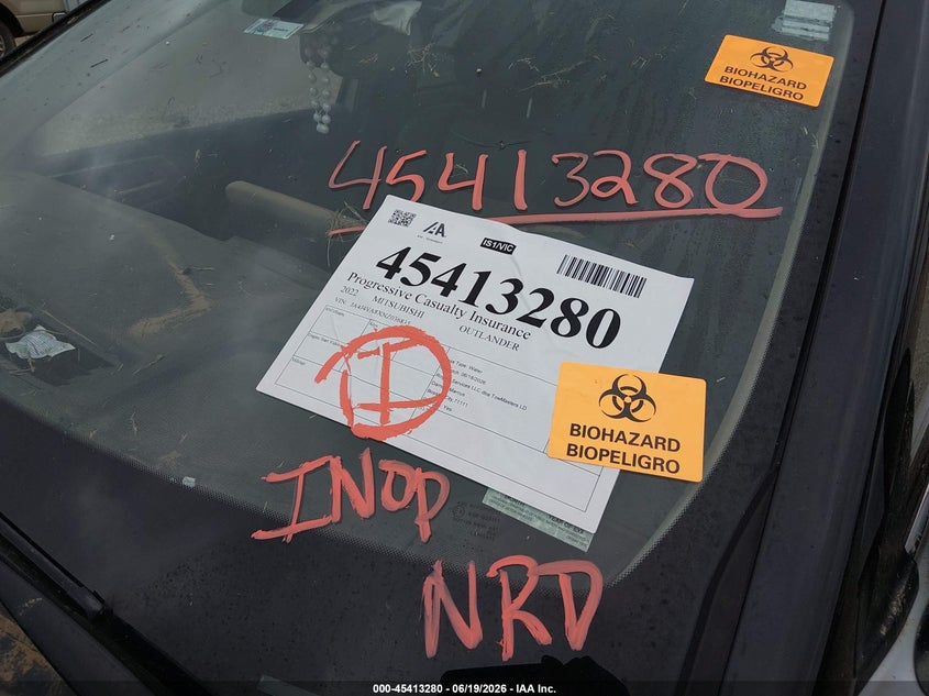 2022 Mitsubishi Outlander VIN JA4J4VA8XNZ036835 IAAI salvage auction — WATER/FLOOD, Salvage (Louisiana), sold $1,900 on 2026-07-29 (photo 8)