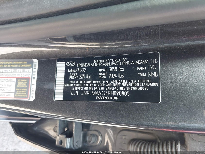 2023 Hyundai Elantra VIN 5NPLM4AG4PH090805 IAAI salvage auction — FRONT END, Salvage Title, sold $2,200 on 2026-08-01 (photo 9)