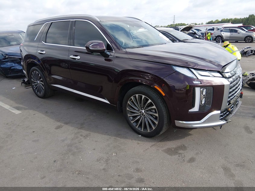 2023 Hyundai Palisade VIN KM8R74GE9PU640900 IAAI salvage auction — LEFT FRONT, Salvage (North Carolina), sold $13,650 on 2026-08-01 (photo 1)