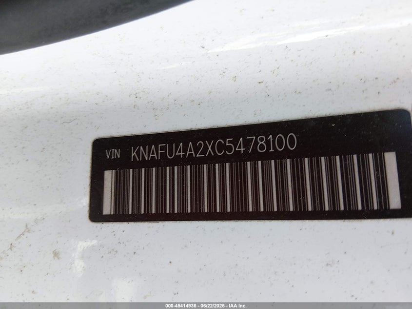 2012 Kia Forte VIN KNAFU4A2XC5478100 IAAI salvage auction — NORMAL WEAR, Original (West Virginia), sold $575 on 2026-07-08 (photo 9)