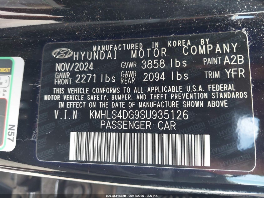 2025 Hyundai Elantra VIN KMHLS4DG9SU935126 IAAI salvage auction — FRONT END, Salvage Title, sold $6,100 on 2026-07-16 (photo 9)