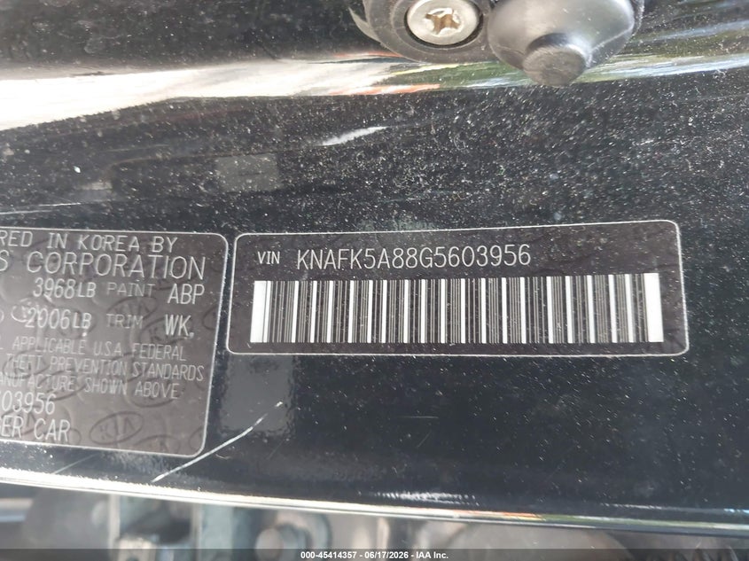 2016 Kia Forte VIN KNAFK5A88G5603956 IAAI salvage auction — NORMAL WEAR, Clear (Virginia), sold $750 on 2026-07-14 (photo 9)