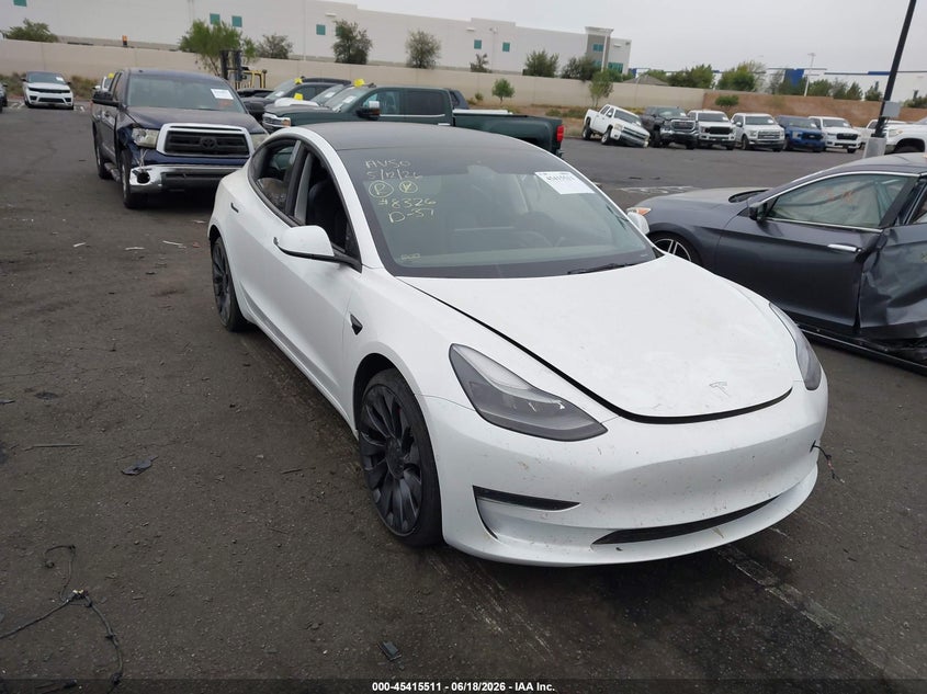 2022 Tesla Model 3 VIN 5YJ3E1EC7NF315281 IAAI salvage auction — REAR END, Salvage Title, sold $9,500 on 2026-07-31 (photo 1)