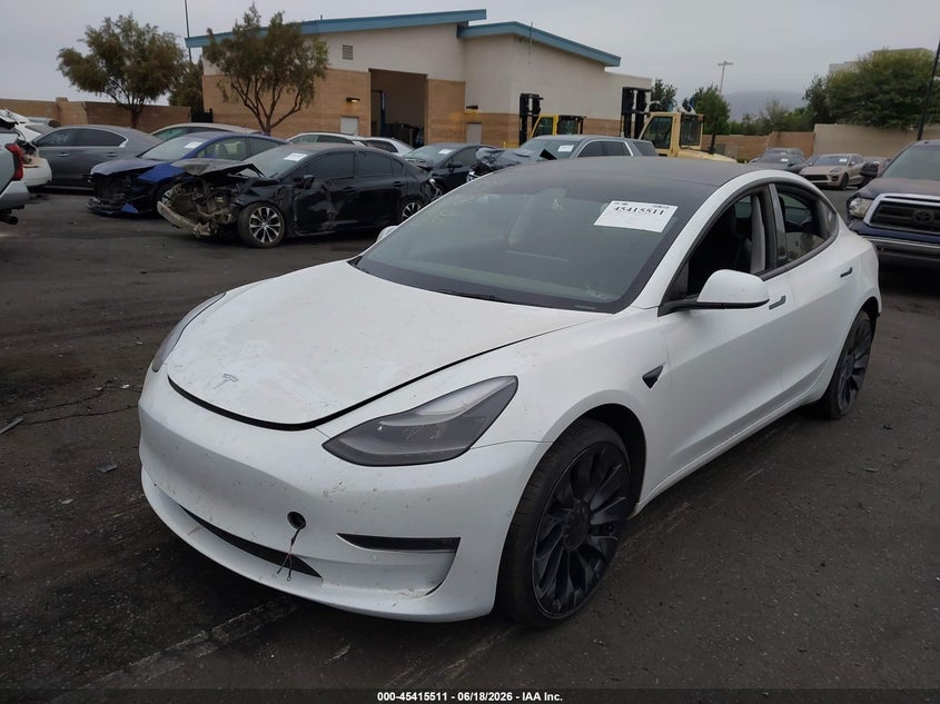 2022 Tesla Model 3 VIN 5YJ3E1EC7NF315281 IAAI salvage auction — REAR END, Salvage Title, sold $9,500 on 2026-07-31 (photo 2)