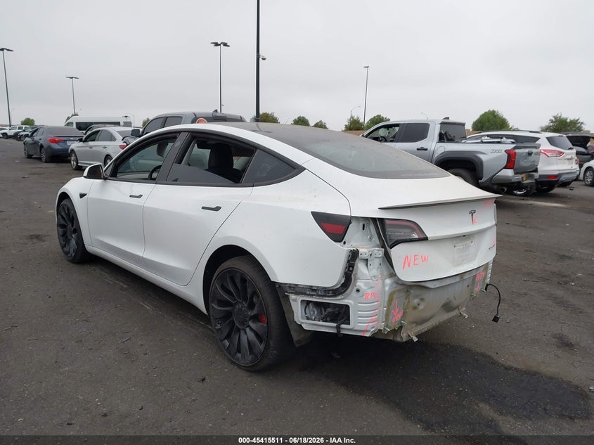 2022 Tesla Model 3 VIN 5YJ3E1EC7NF315281 IAAI salvage auction — REAR END, Salvage Title, sold $9,500 on 2026-07-31 (photo 3)
